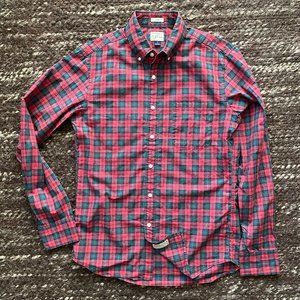 J. Crew Red/Green Plaid Secret Wash Shirt